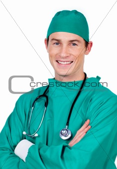 Portrait of a charismatic surgeon with folded arms
