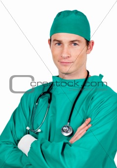 Confident young surgeon with folded arms 