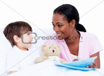 Smiling little boy with his doctor
