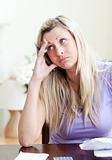Frustrated woman having financial problems 