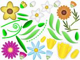 Vector Eps 8 Flowers and Leaves to Design Your Own Project with Quilting Sitiches