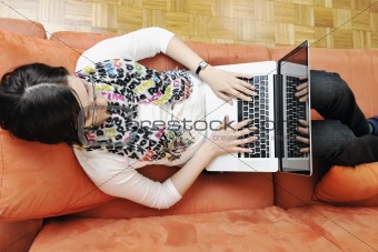 one young woman working on laptop 