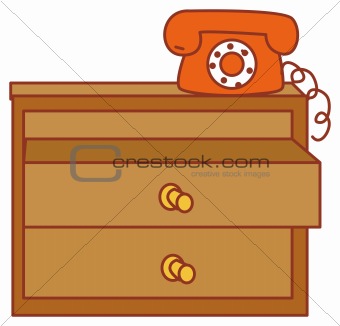 red telephone on the table