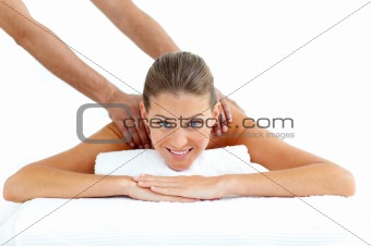 Beautiful woman being massaged 