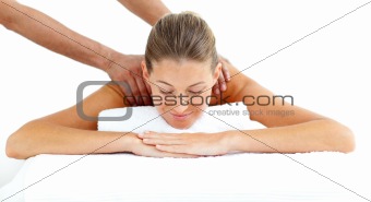 Beautiful woman having a back massage 