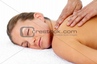 Relaxed woman getting a spa treatment 