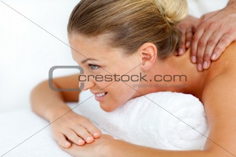 Beautiful woman being massaged 