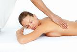 Relaxed woman having a back massage