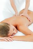 Jolly woman enjoying a massage