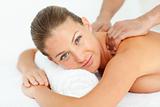 Calm woman enjoying a massage