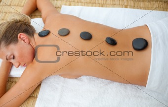Portrait of woman getting spa treatment