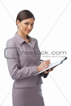 Businesswoman with Folder and Pen