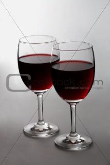 Two red wine glasses