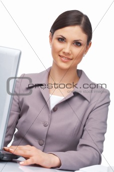 Closeup of a Woman With Laptop