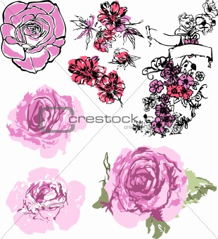 flower illustration in different style