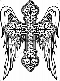 cross with wing tribal design