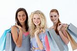 Beautiful teenagers with shopping bags