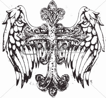 royal cross symbol with wing