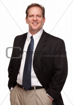 Handsome Businessman Smiling in Suit and Tie Isolated on a White Background.