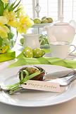 Place setting with place card set for easter
