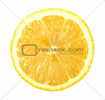 Single cross section of lemon