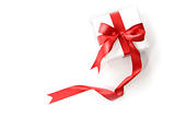 Red ribbon gift on white