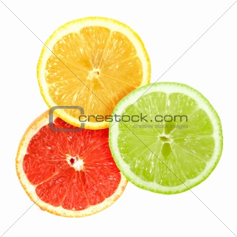 Set of cross a citrus fruits
