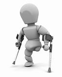 amputee on crutches