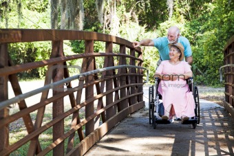 Disabled Senior Couple in Park