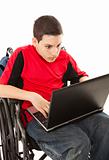 Disabled Teen on Laptop - Shocked