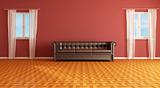 red and brown living room