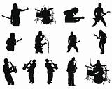 set of rock and jazz silhouettes