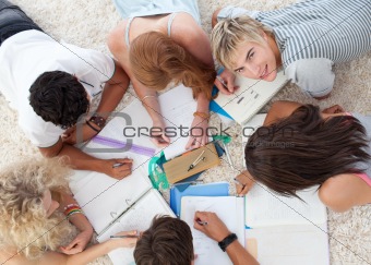 Group of Teenagers studying together