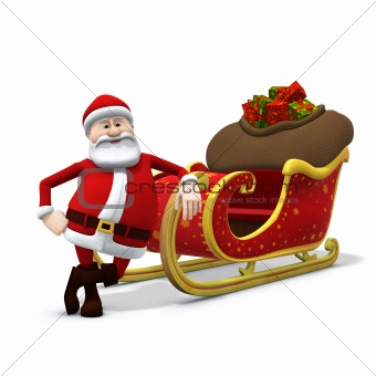 santa leaning against his sleigh