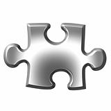 3D Silver Puzzle Piece