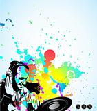 Music Event Background with Dj Shape and Rainbow Colours