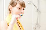 young girl with toothbrush