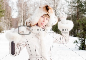winter portrait of young woman
