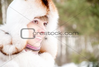 winter portrait of young woman