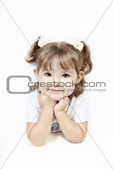 Adorable little girl isolated on white background 