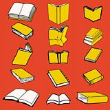 Books on isolated background, vector illustration
