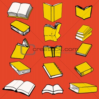 Books on isolated background, vector illustration