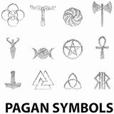Set of Pagan symbols Vector pencil scribble
