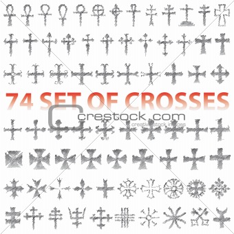 Set of Crosses Vector. Religious symbols icons.