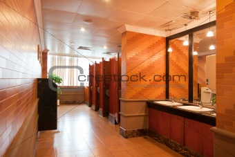 Interior of a luxury public restroom 