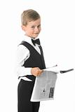 Boy holding a newspaper 