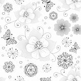 White and black seamless floral pattern