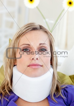 Portrait of a woman with a neck brace