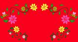 flower pattern  in a red background