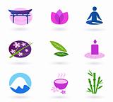Wellness, relaxation and yoga icon set. Vector